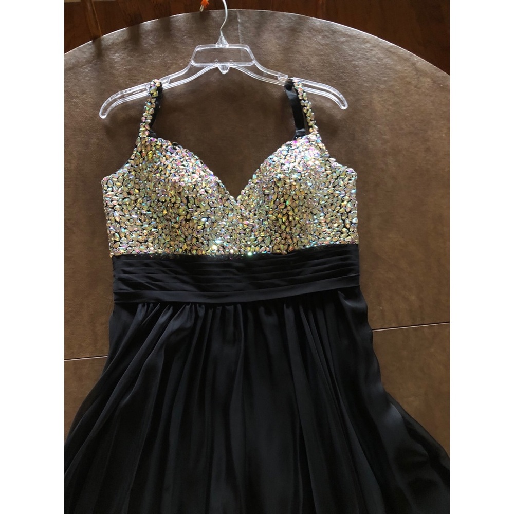 Diamond Studded Black Prom Dress! by La Femme!